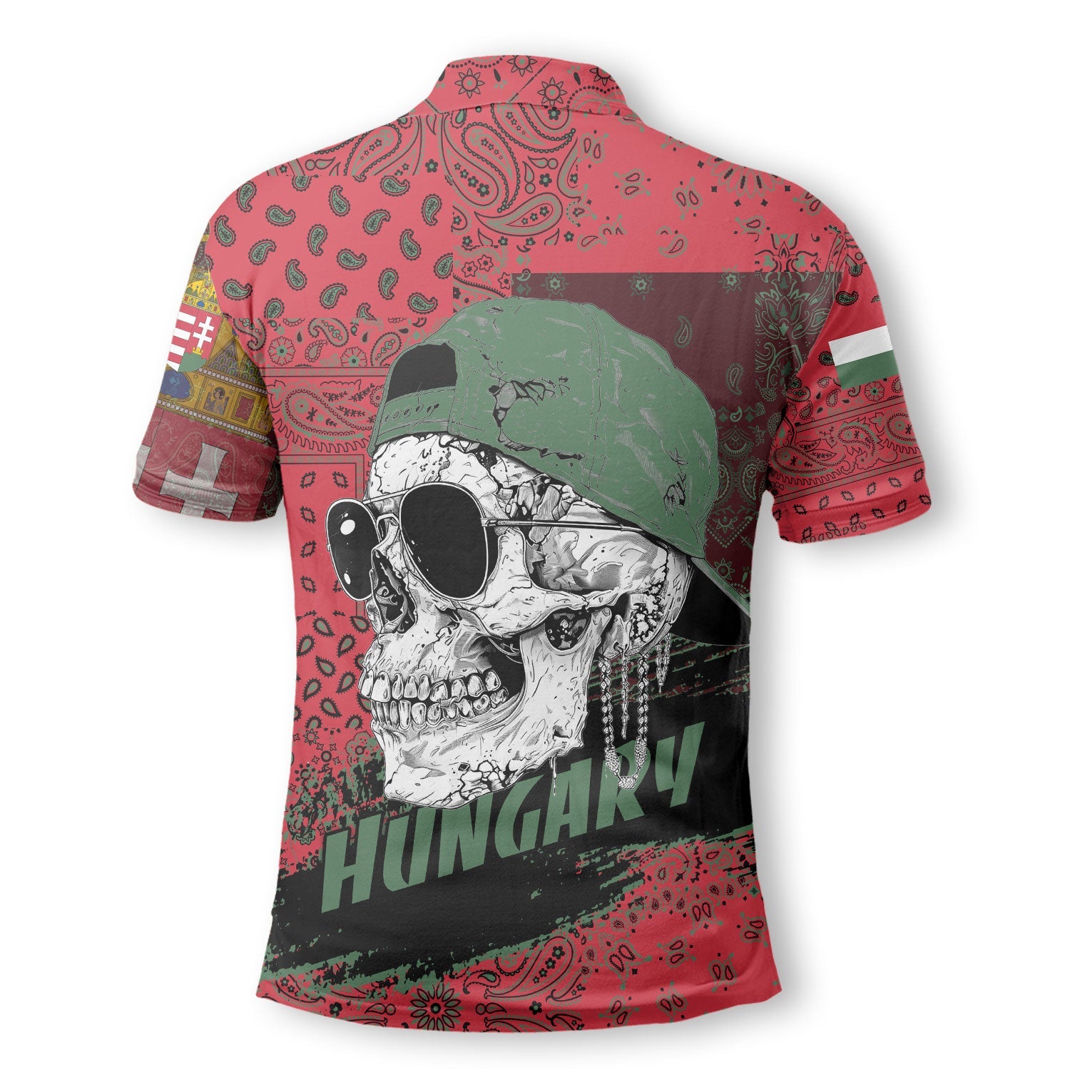 Hungary Polo Shirt Paisley Flag And Skull Style 3