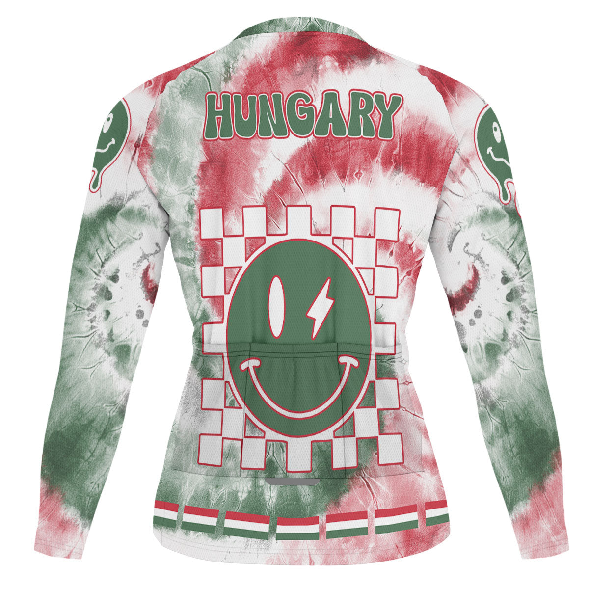 Hungary Raglan Men Cycling Jersey Long Sleeve Custom Tie Dye Style 1