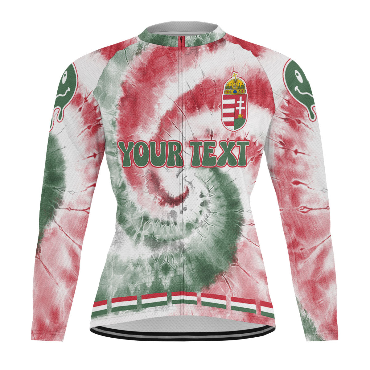 Hungary Raglan Men Cycling Jersey Long Sleeve Custom Tie Dye Style 2