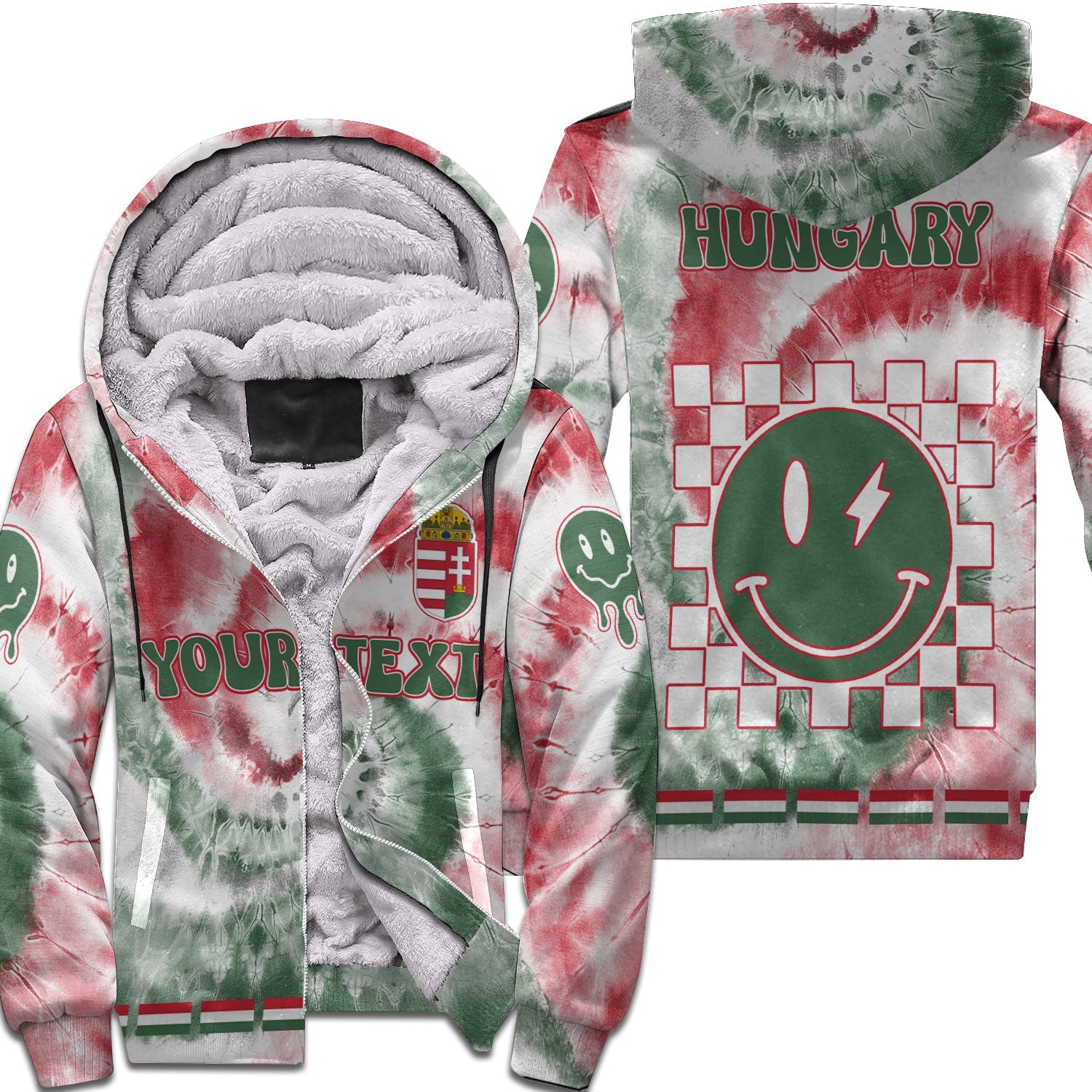 Hungary Sherpa Hoodie Custom Tie Dye Style 1