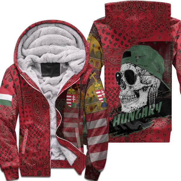 Hungary Sherpa Hoodie Paisley Flag And Skull Style 1