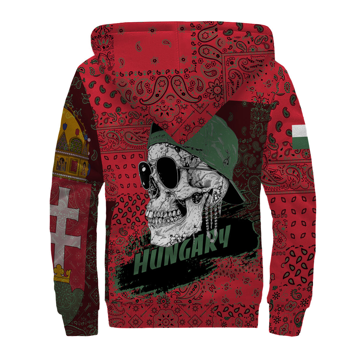 Hungary Sherpa Hoodie Paisley Flag And Skull Style 2