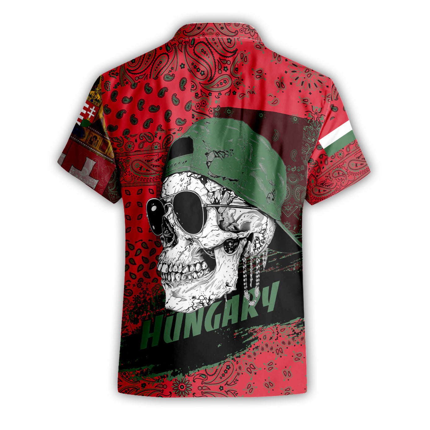 Hungary Short Sleeve Shirt Paisley Flag And Skull Style 2