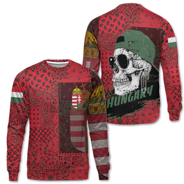 Hungary Sweatshirt Paisley Flag And Skull Style 1