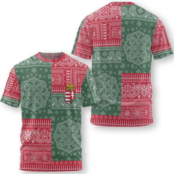 Hungary T Shirt Flag And Paisley Basic Style 1