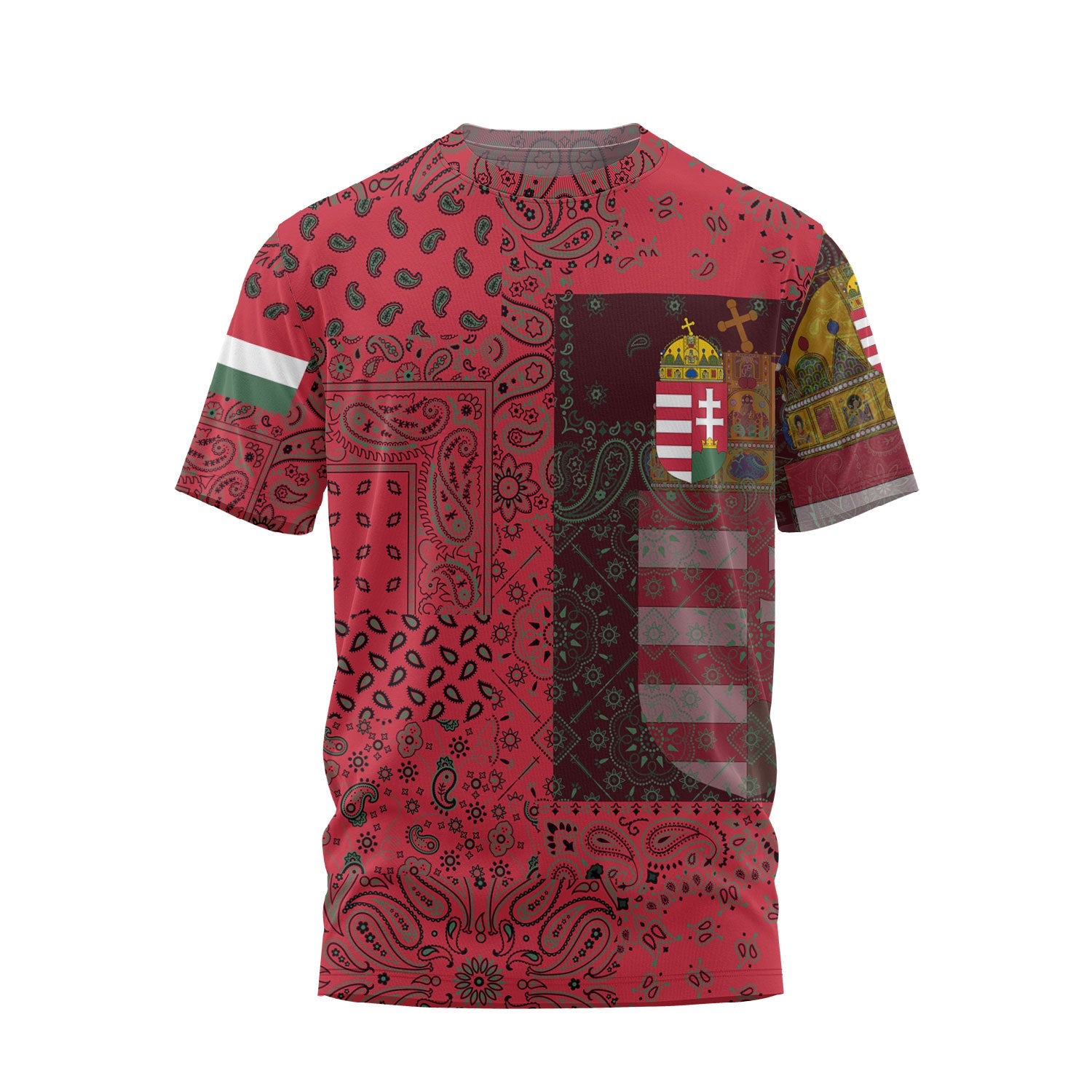 Hungary T Shirt Paisley Flag And Skull Style 1