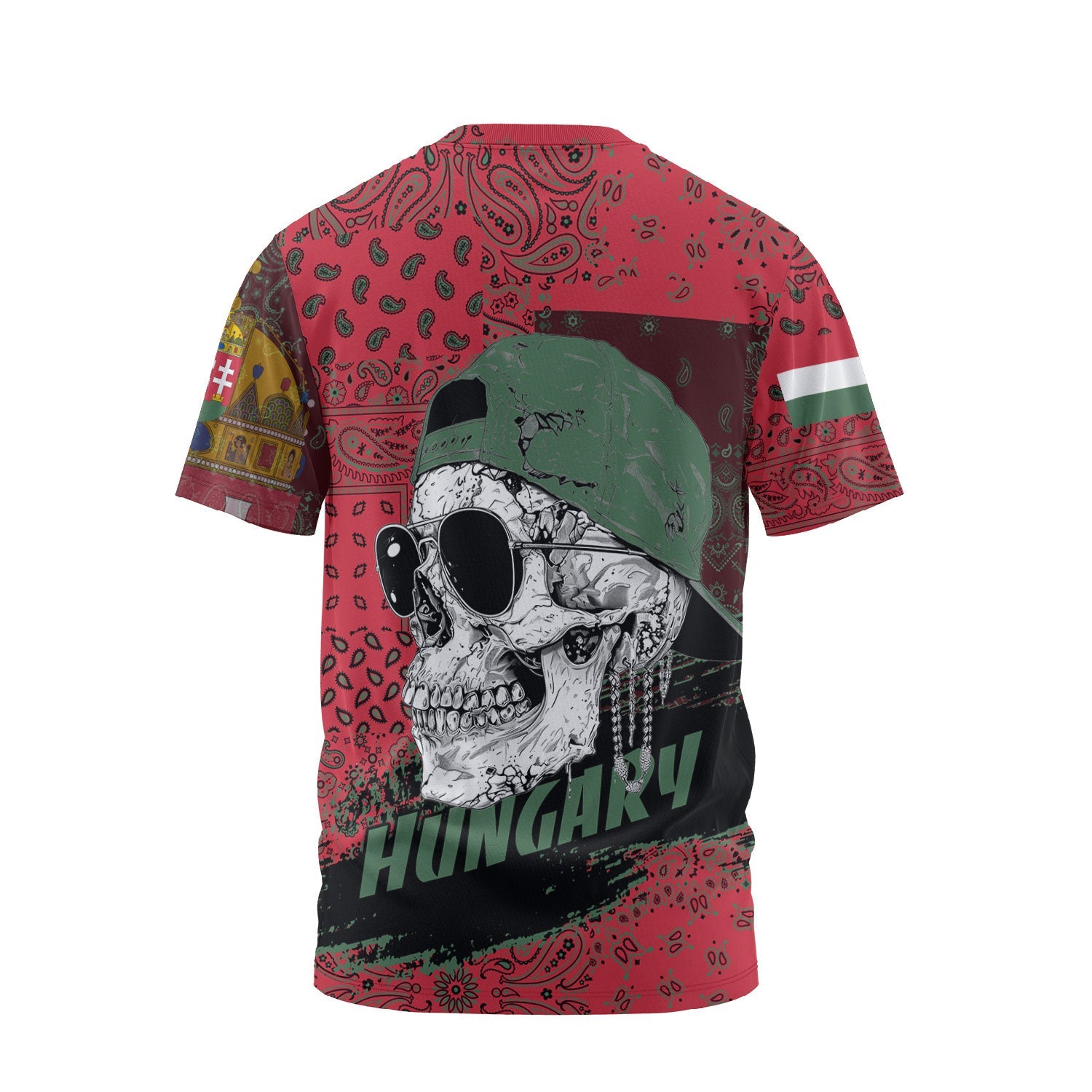 Hungary T Shirt Paisley Flag And Skull Style 2