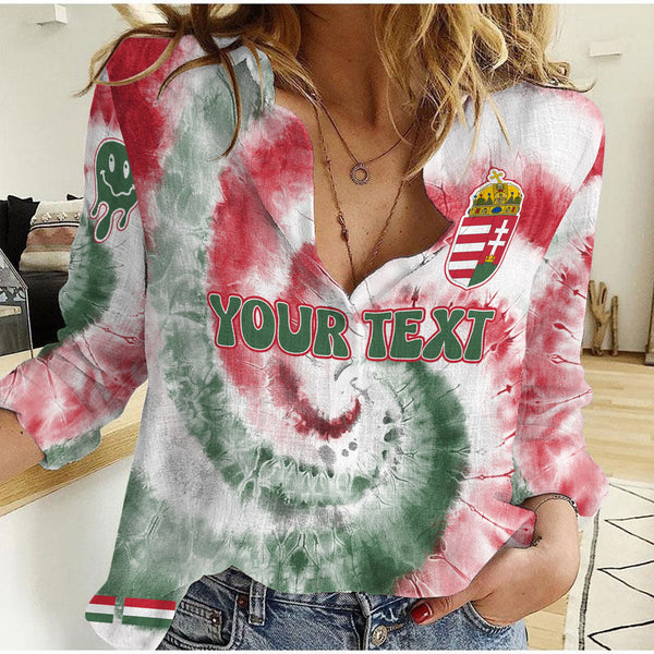 Hungary Women Casual Shirt Custom Tie Dye Style 1