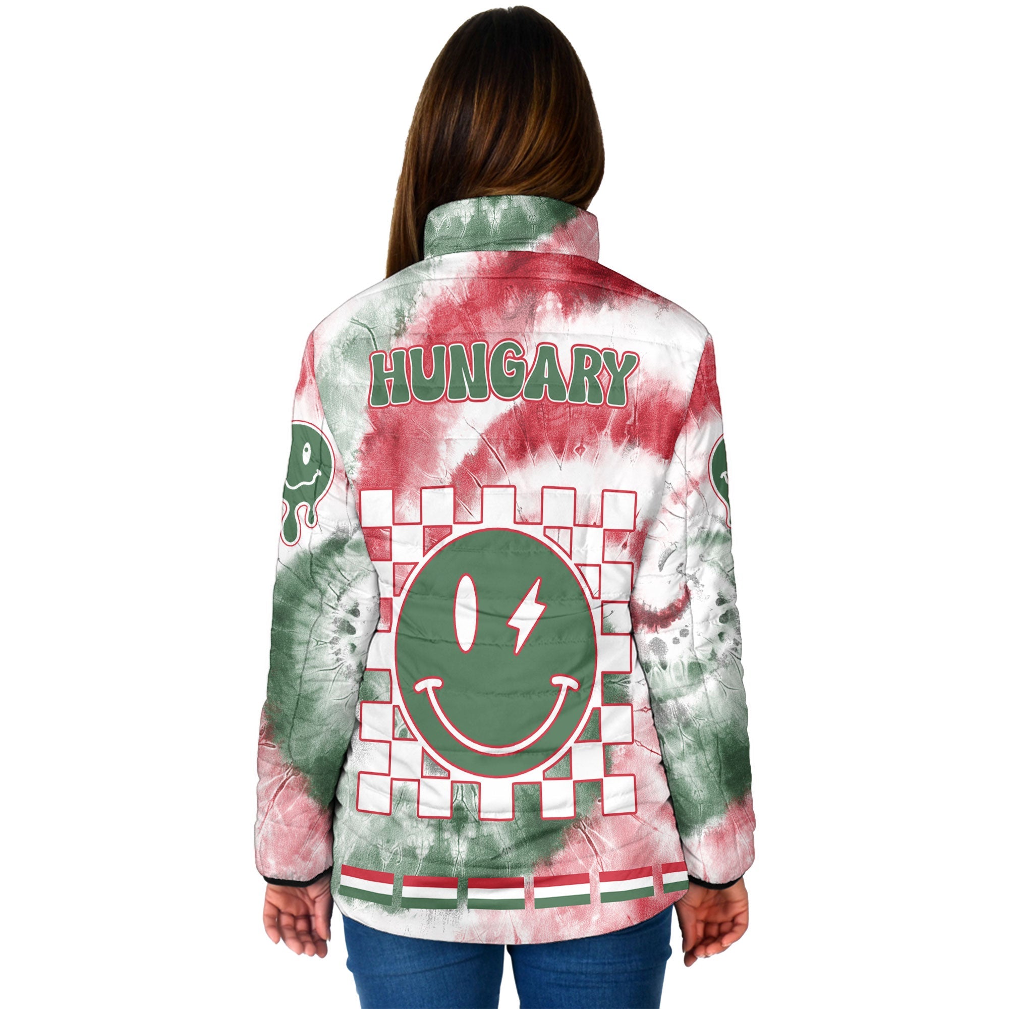 Hungary Women Padded Jacket Custom Tie Dye Style 2