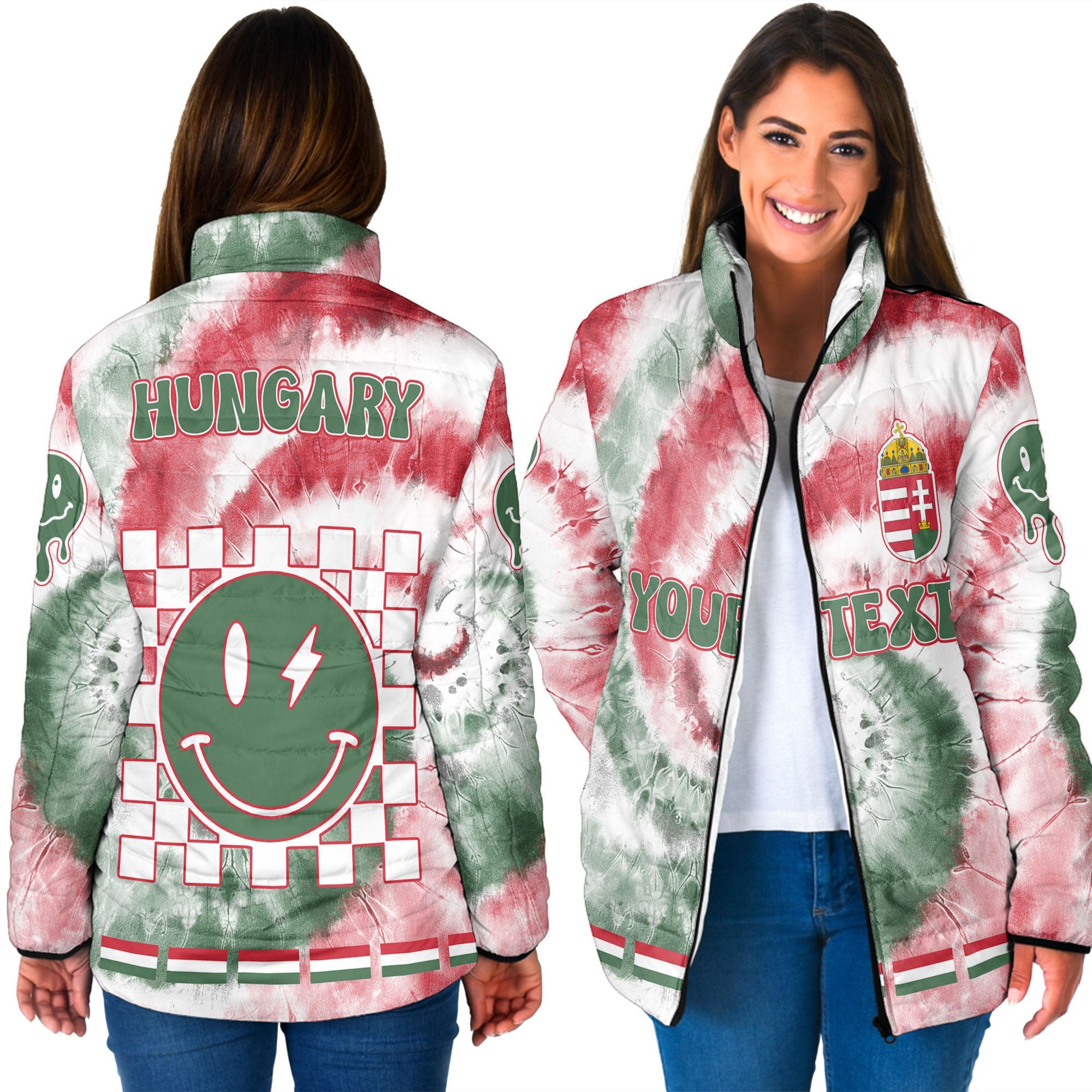 Hungary Women Padded Jacket Custom Tie Dye Style 3