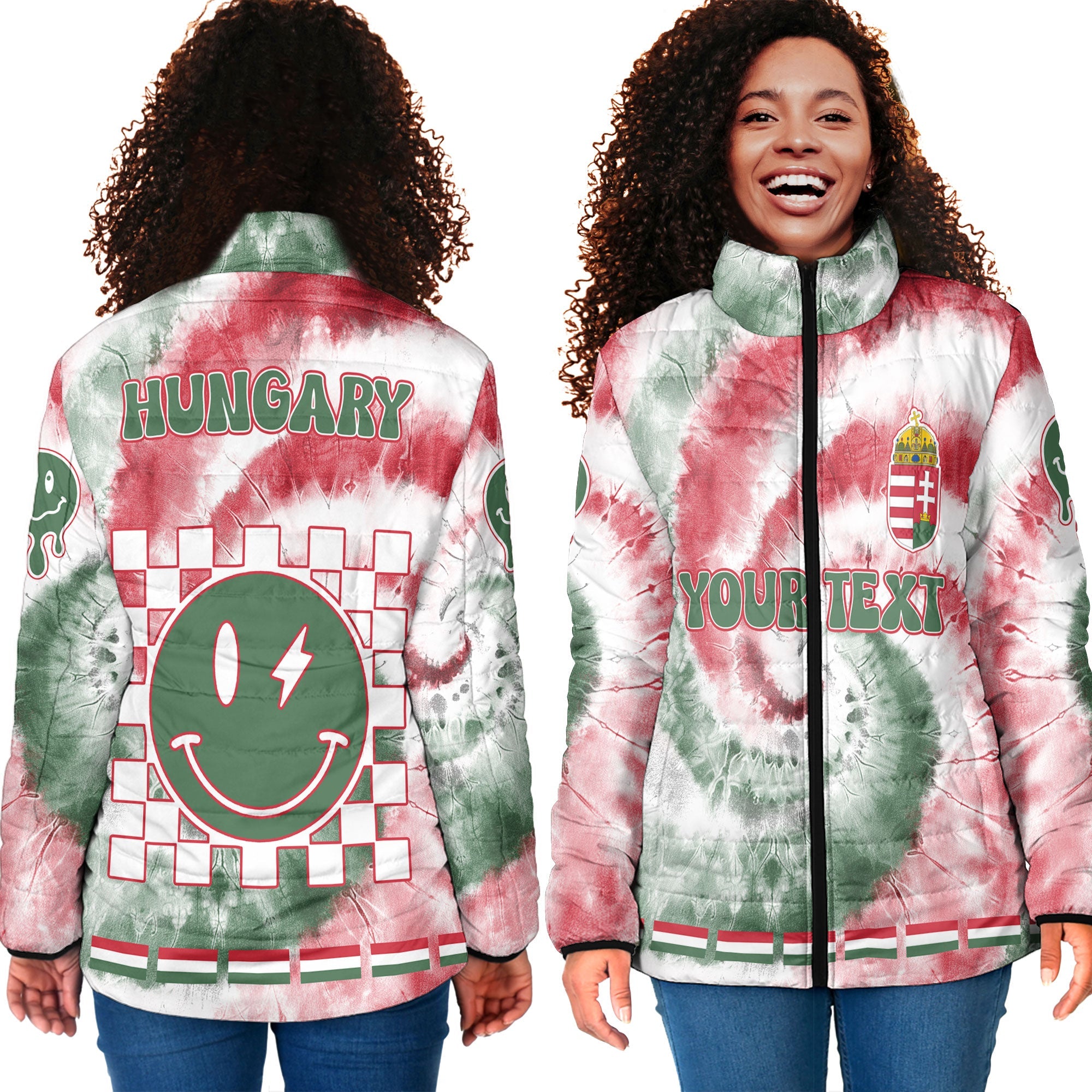 Hungary Women Padded Jacket Custom Tie Dye Style 4