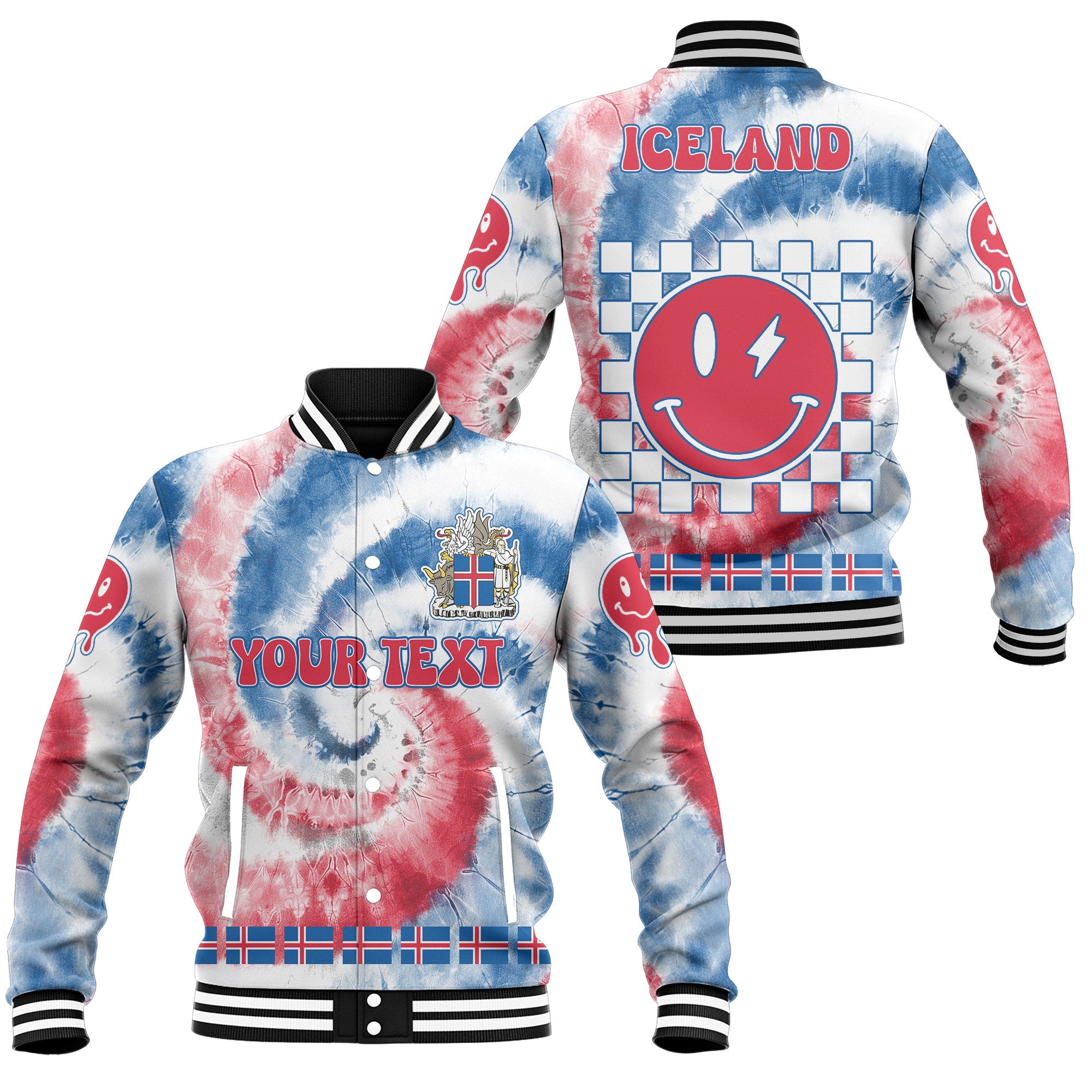 Iceland Baseball Jacket Custom Tie Dye Style 1