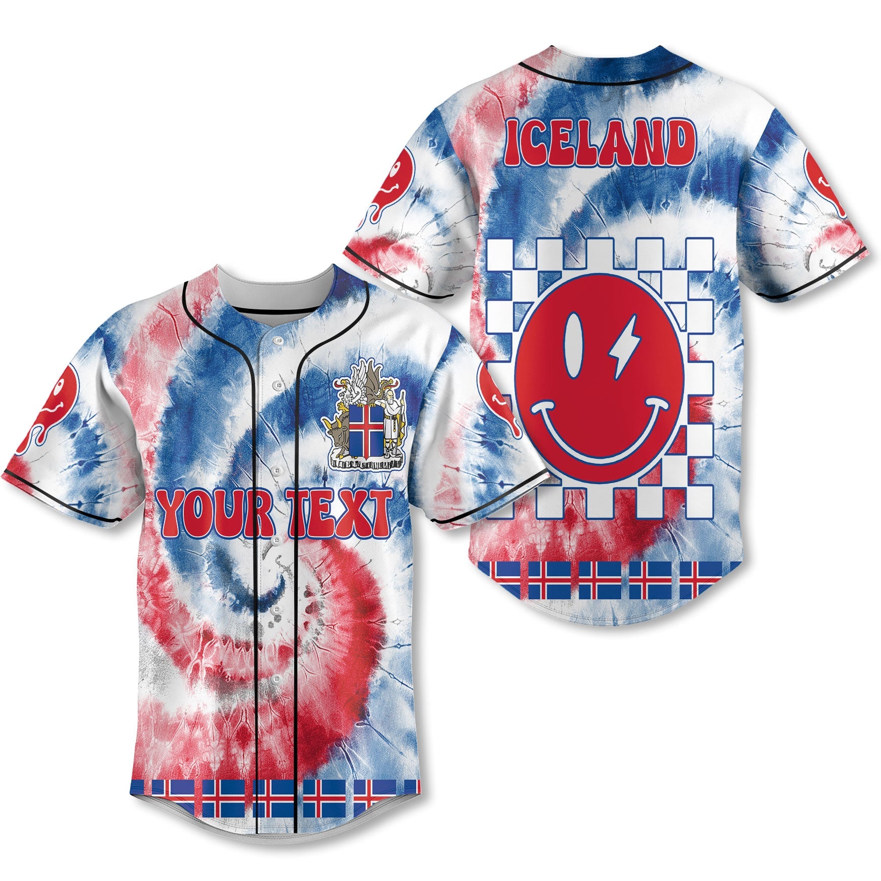 Iceland Baseball Jersey Custom Tie Dye Style 1