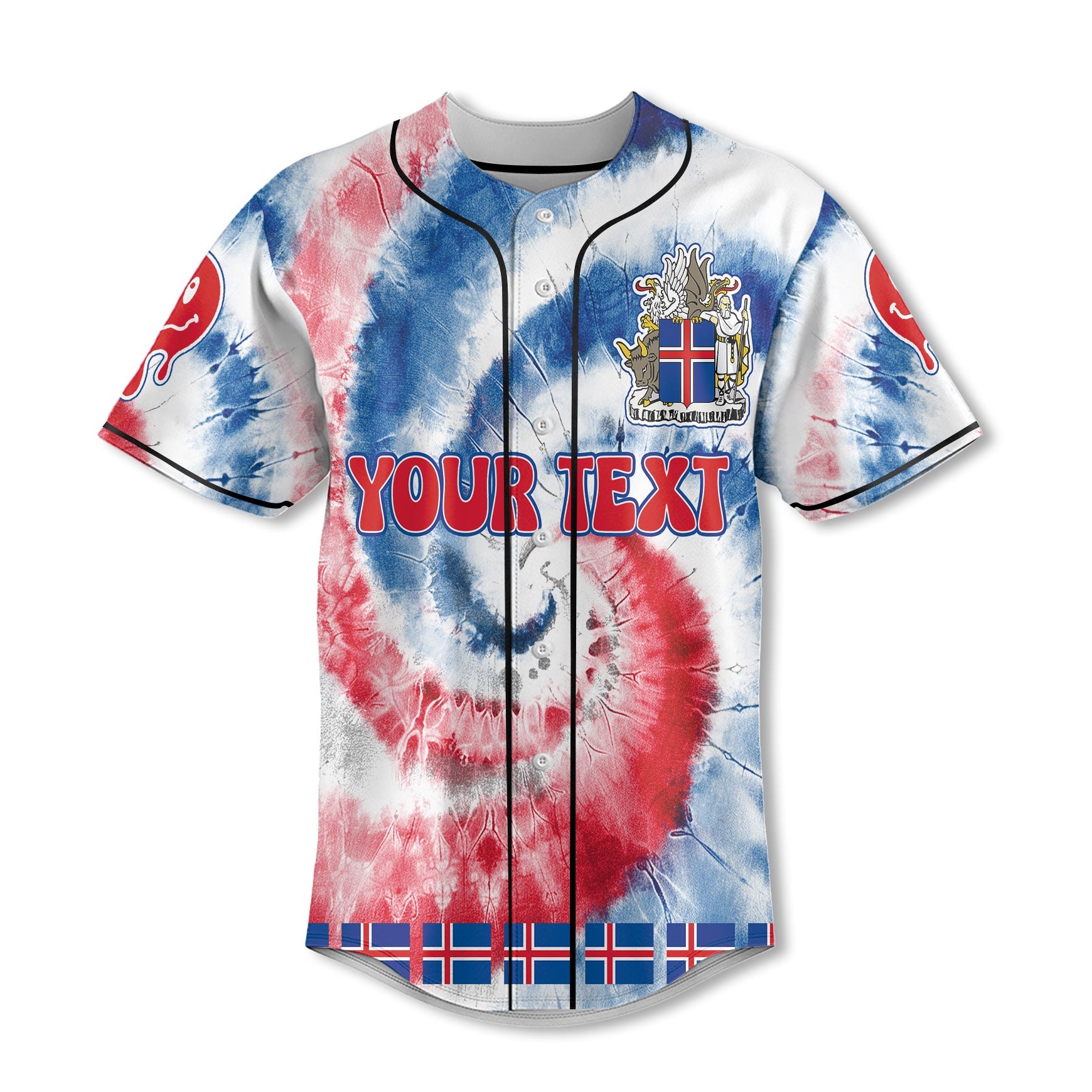 Iceland Baseball Jersey Custom Tie Dye Style 2