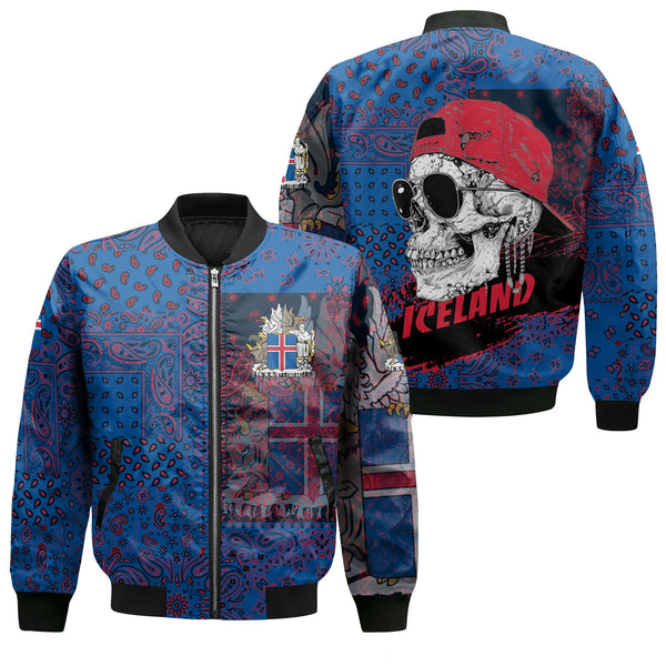 Iceland Bomber Jacket Paisley Flag And Skull Style 1