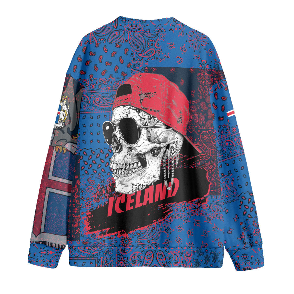 Iceland Fleece Cardigan Paisley Flag And Skull Style 2