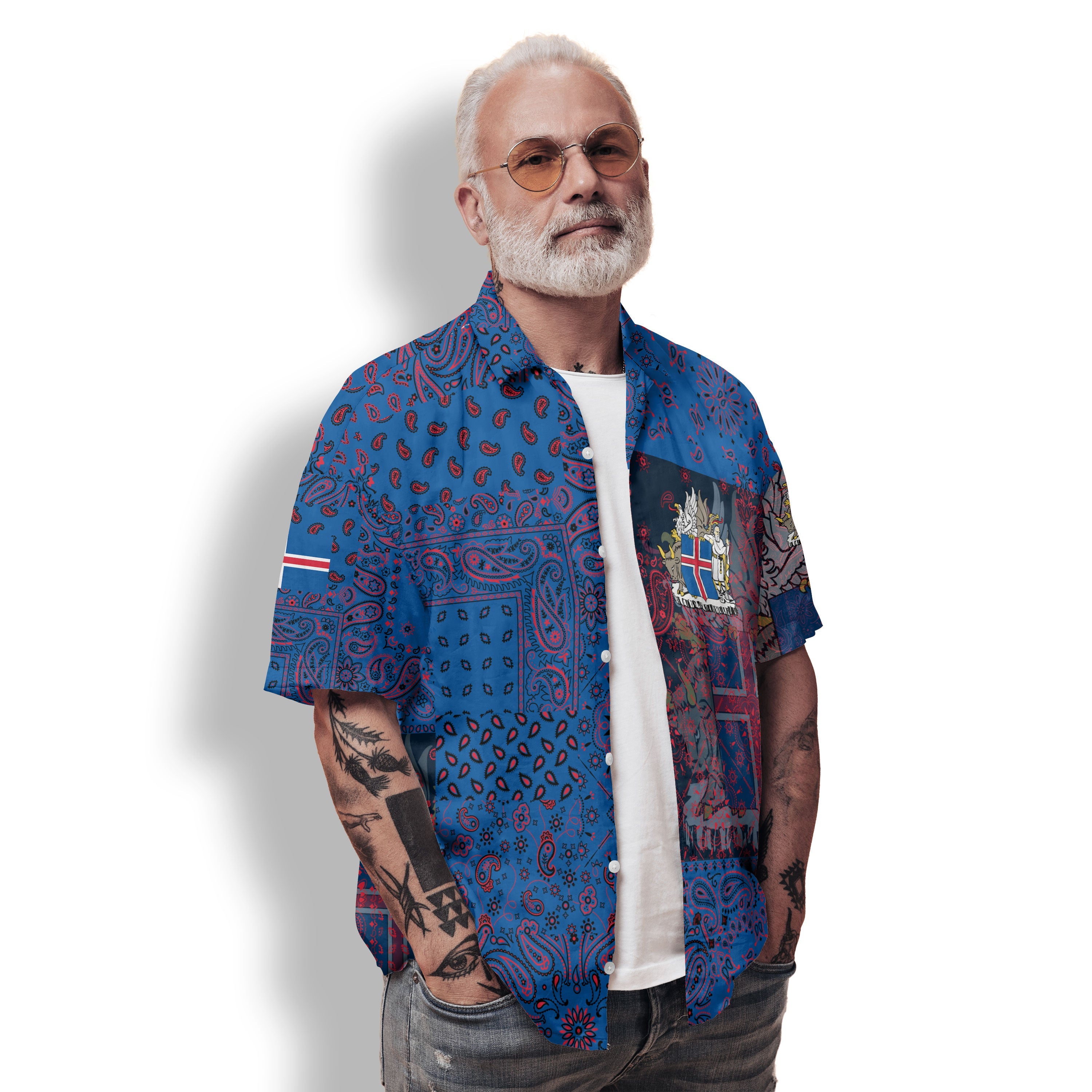 Iceland Hawaiian Shirt Paisley Flag And Skull Style 2