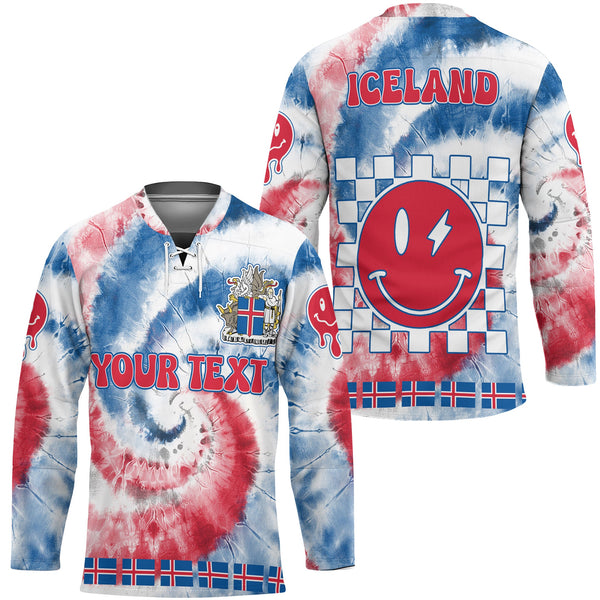 Iceland Hockey Jersey Custom Tie Dye Style 1