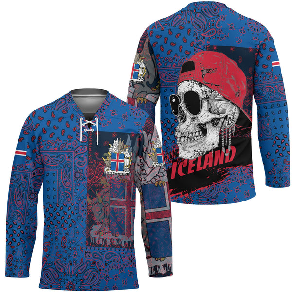 Iceland Hockey Jersey Paisley Flag And Skull Style 1