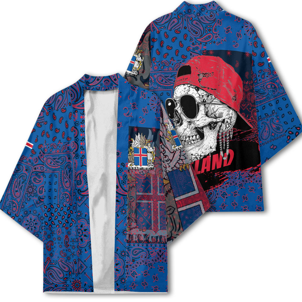 Iceland Kimono Paisley Flag And Skull Style 2