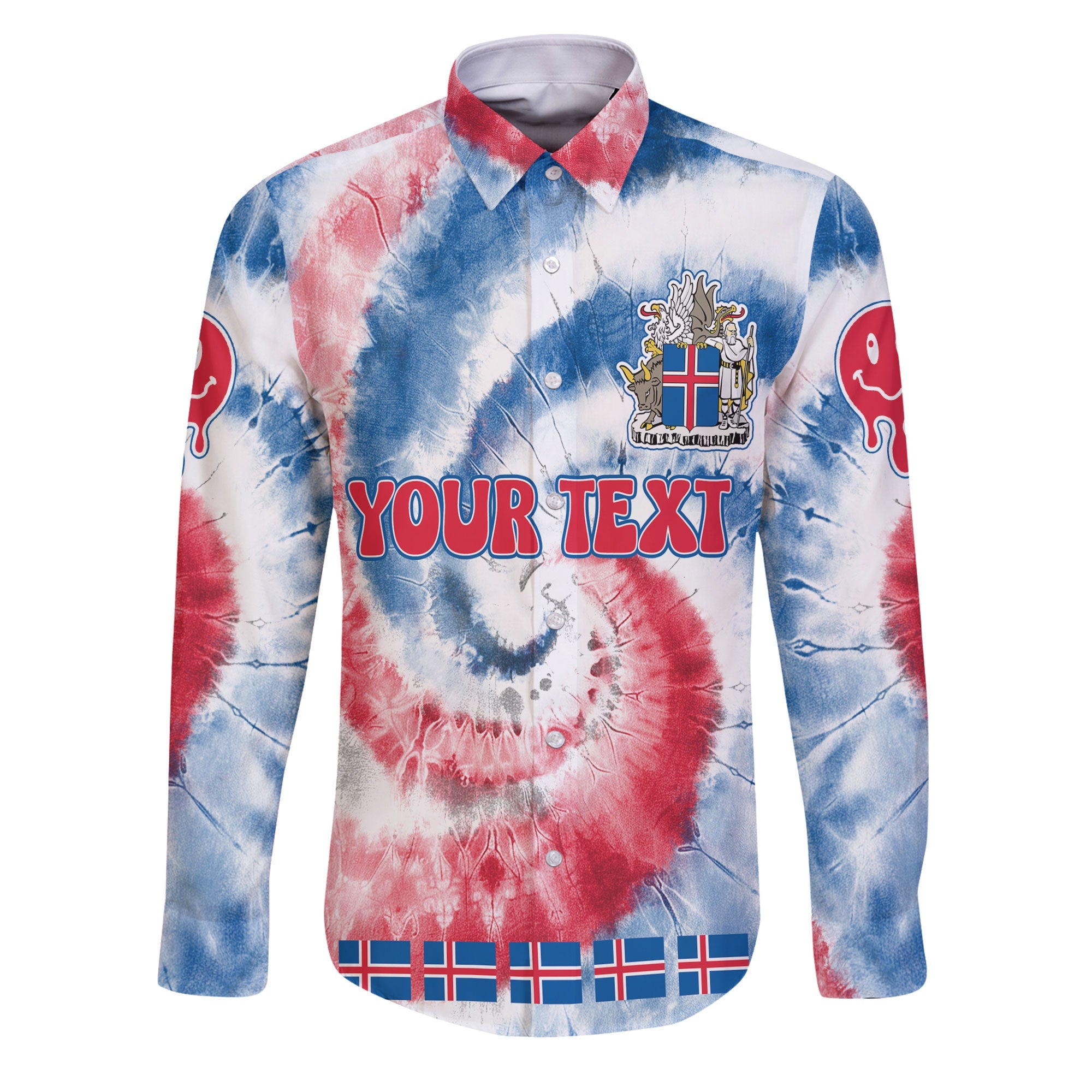 Iceland Long Sleeve Button Shirt Custom Tie Dye Style 1