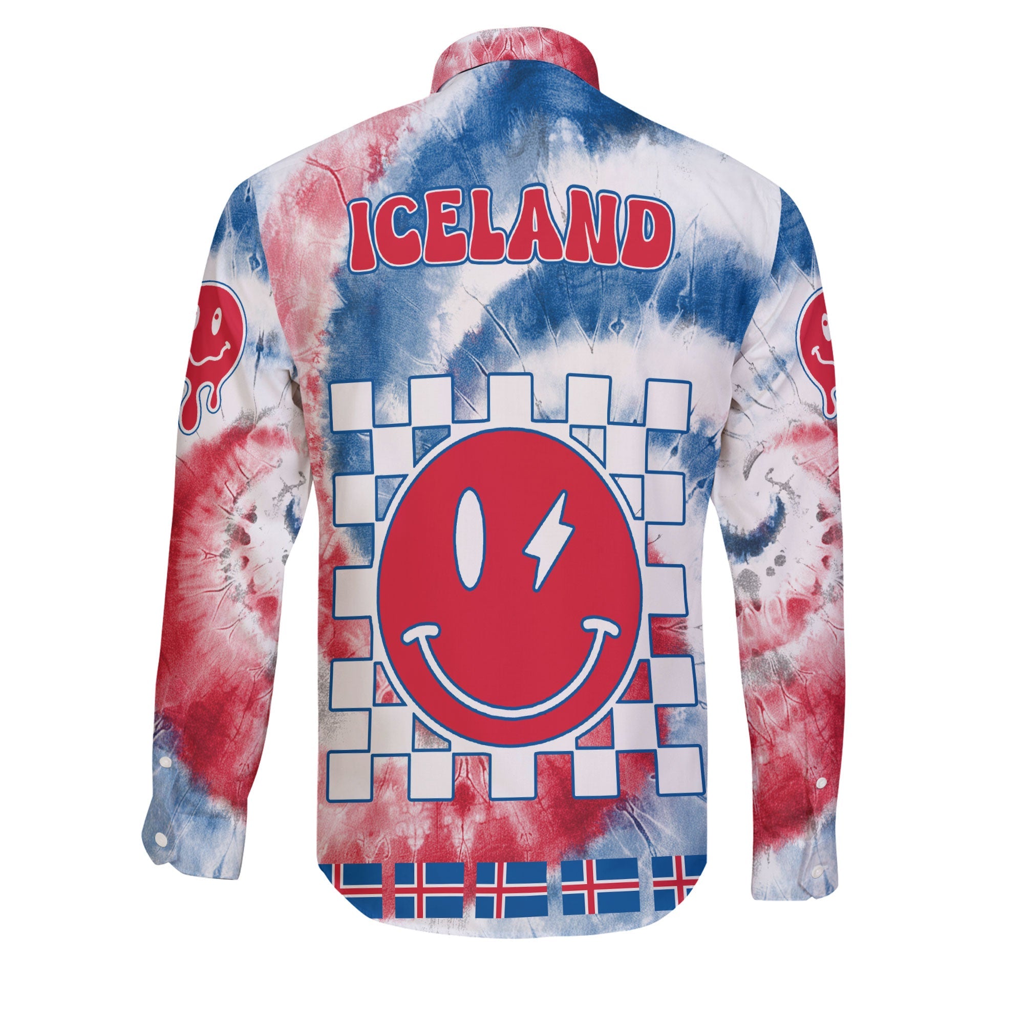 Iceland Long Sleeve Button Shirt Custom Tie Dye Style 2