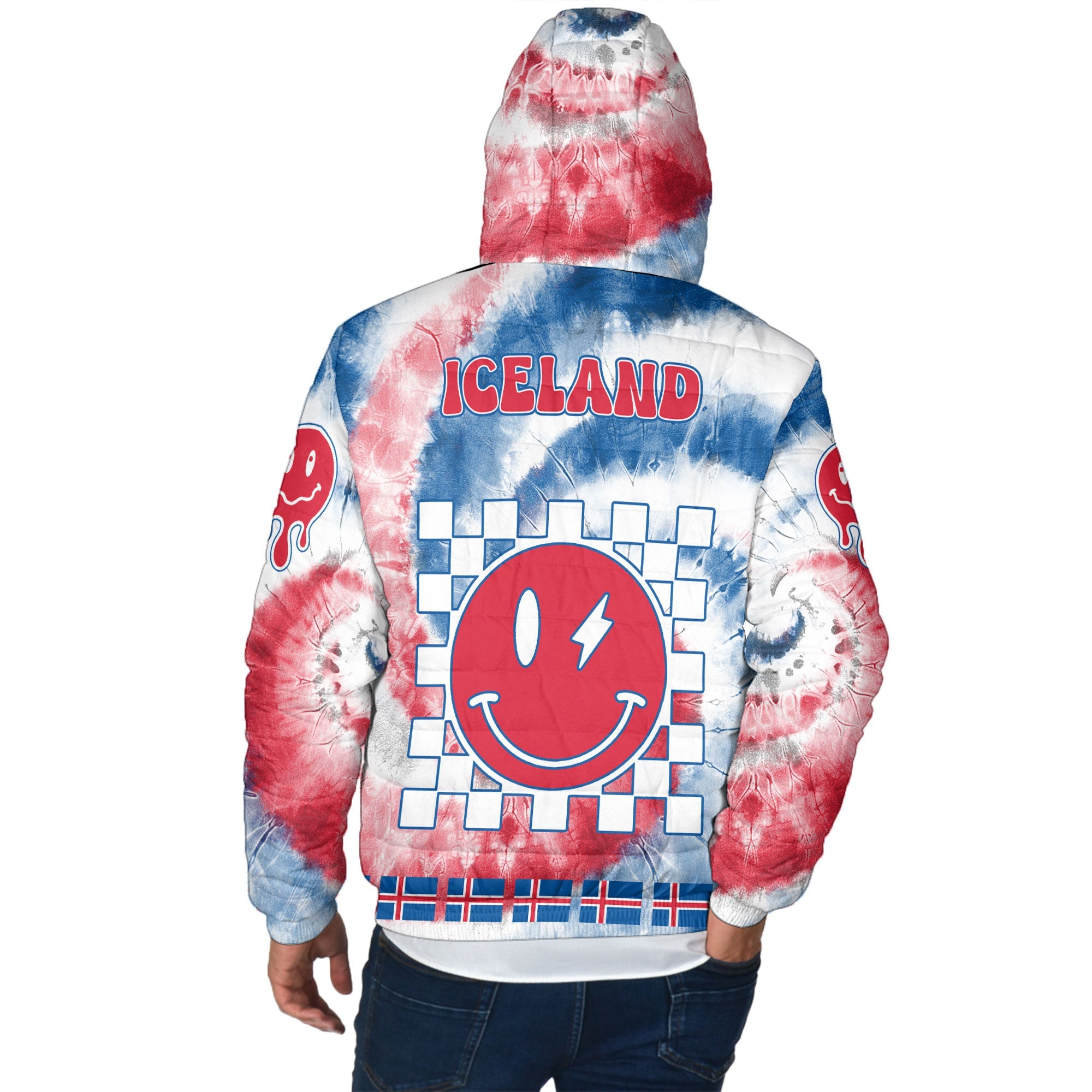 Iceland Men Hooded Padded Jacket Custom Tie Dye Style 3