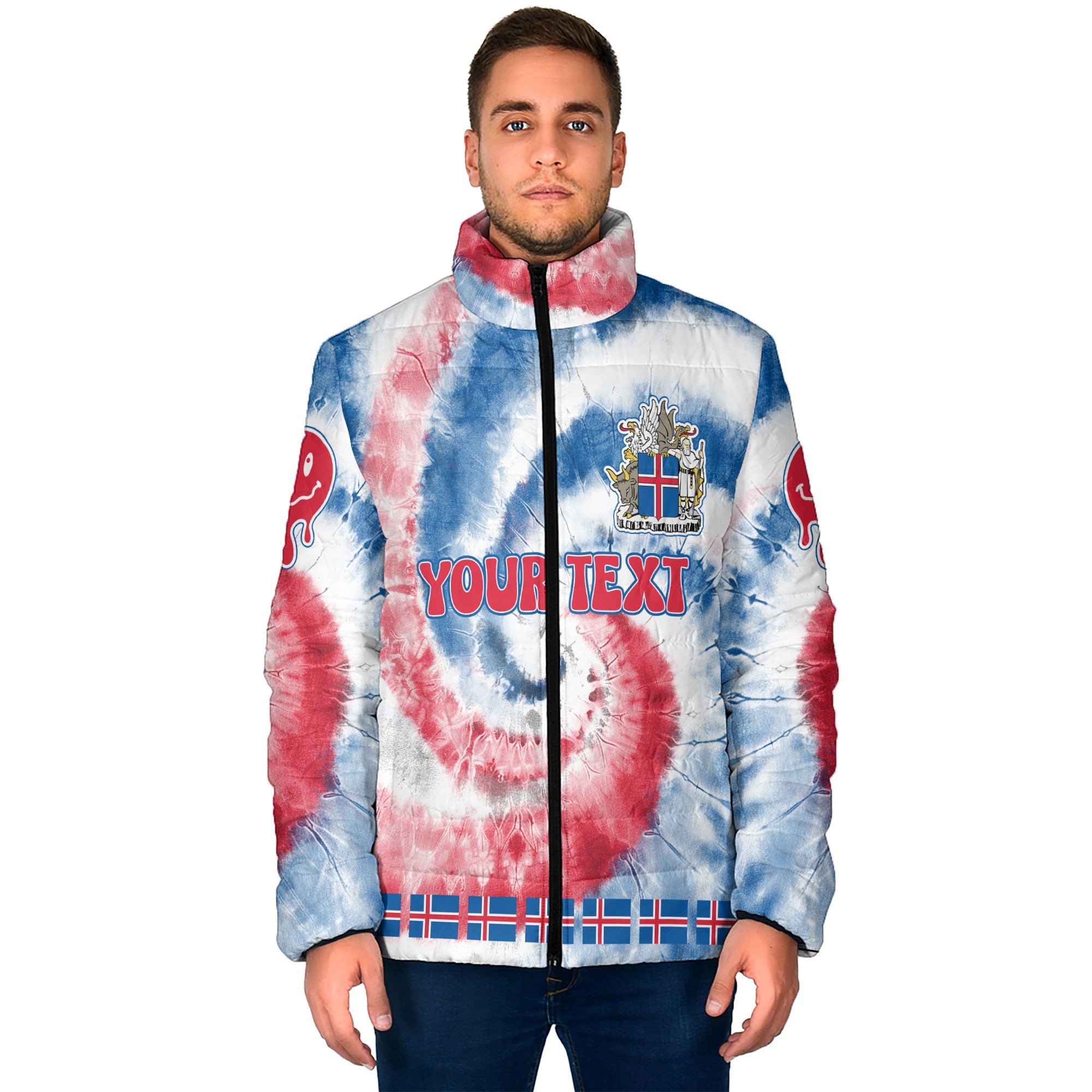 Iceland Men Padded Jacket Custom Tie Dye Style 1