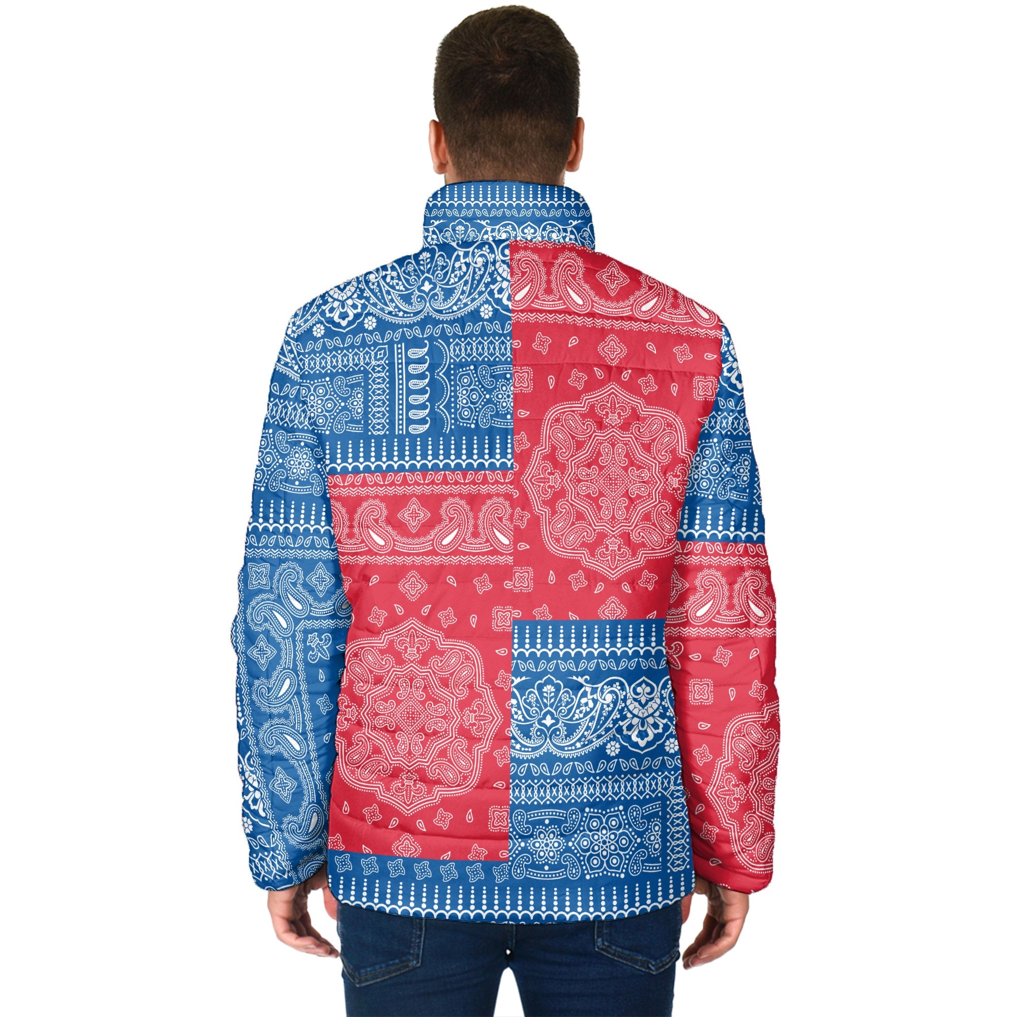 Iceland Men Padded Jacket Flag And Paisley Basic Style 2