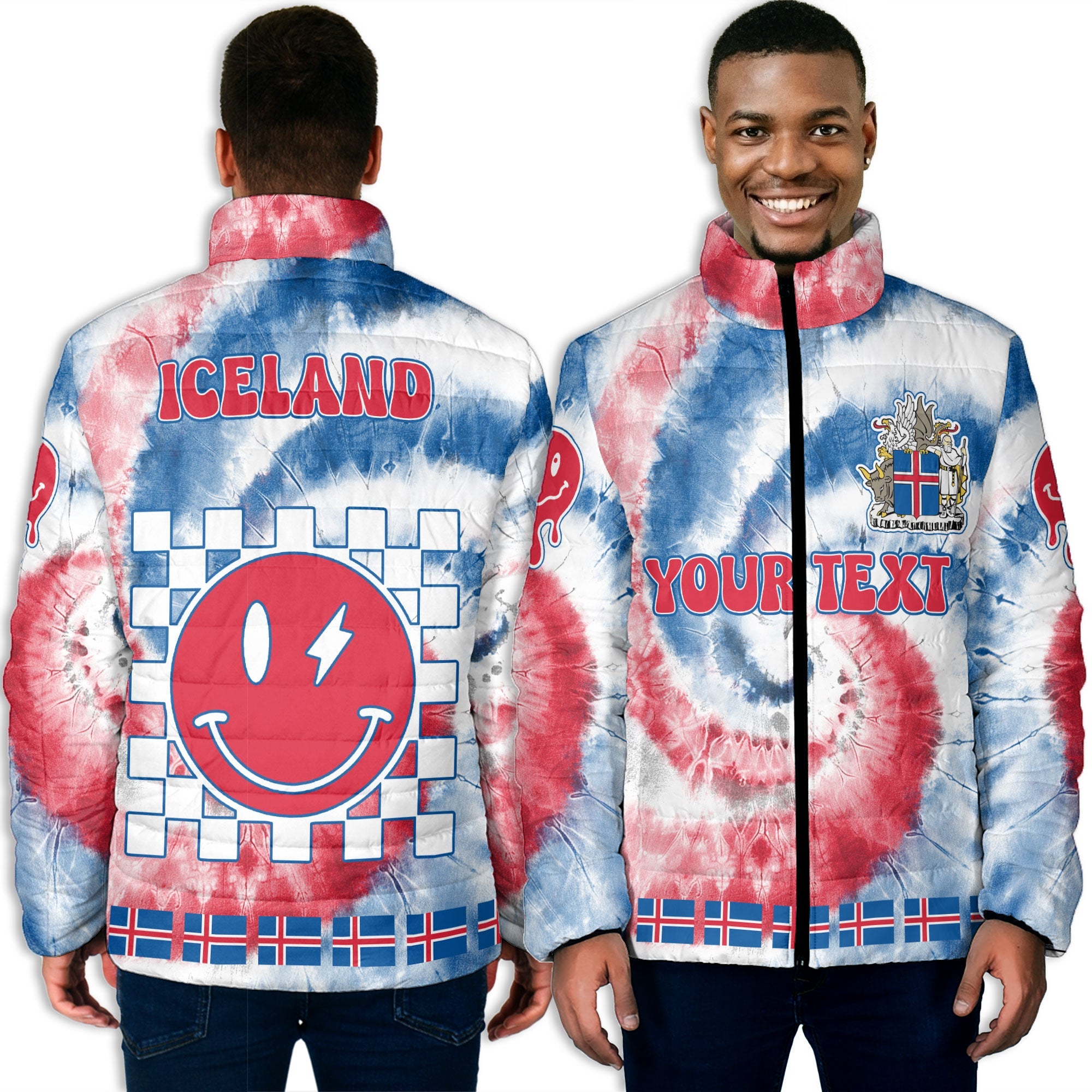 Iceland Men Padded Jacket Custom Tie Dye Style 3