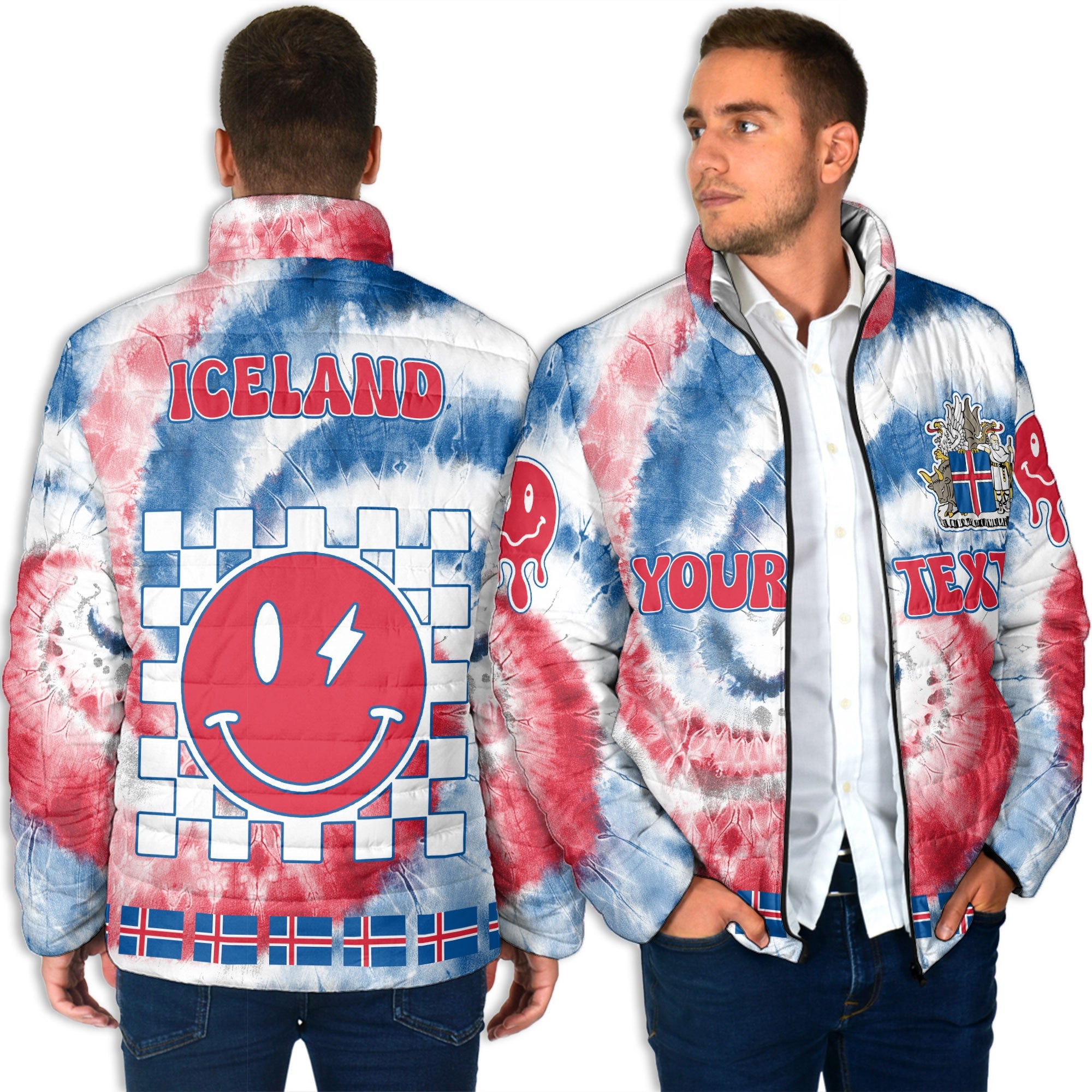 Iceland Men Padded Jacket Custom Tie Dye Style 4