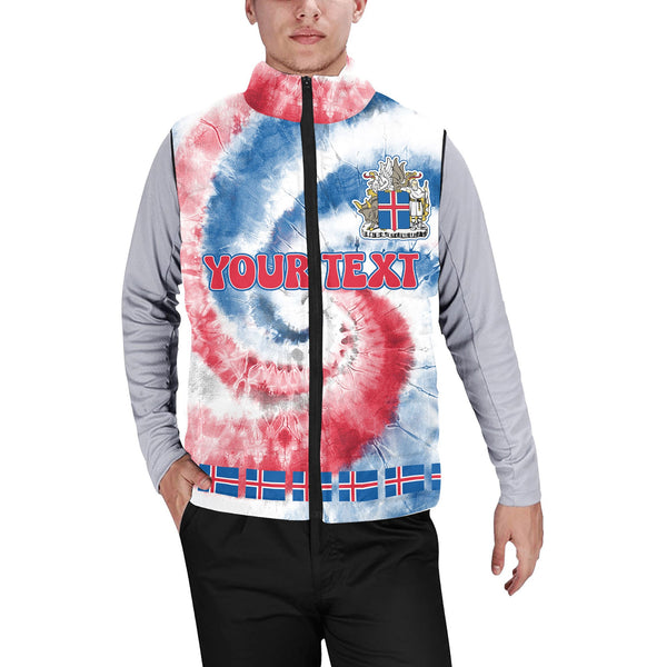 Iceland Men Padded Jacket Vest Custom Tie Dye Style 1