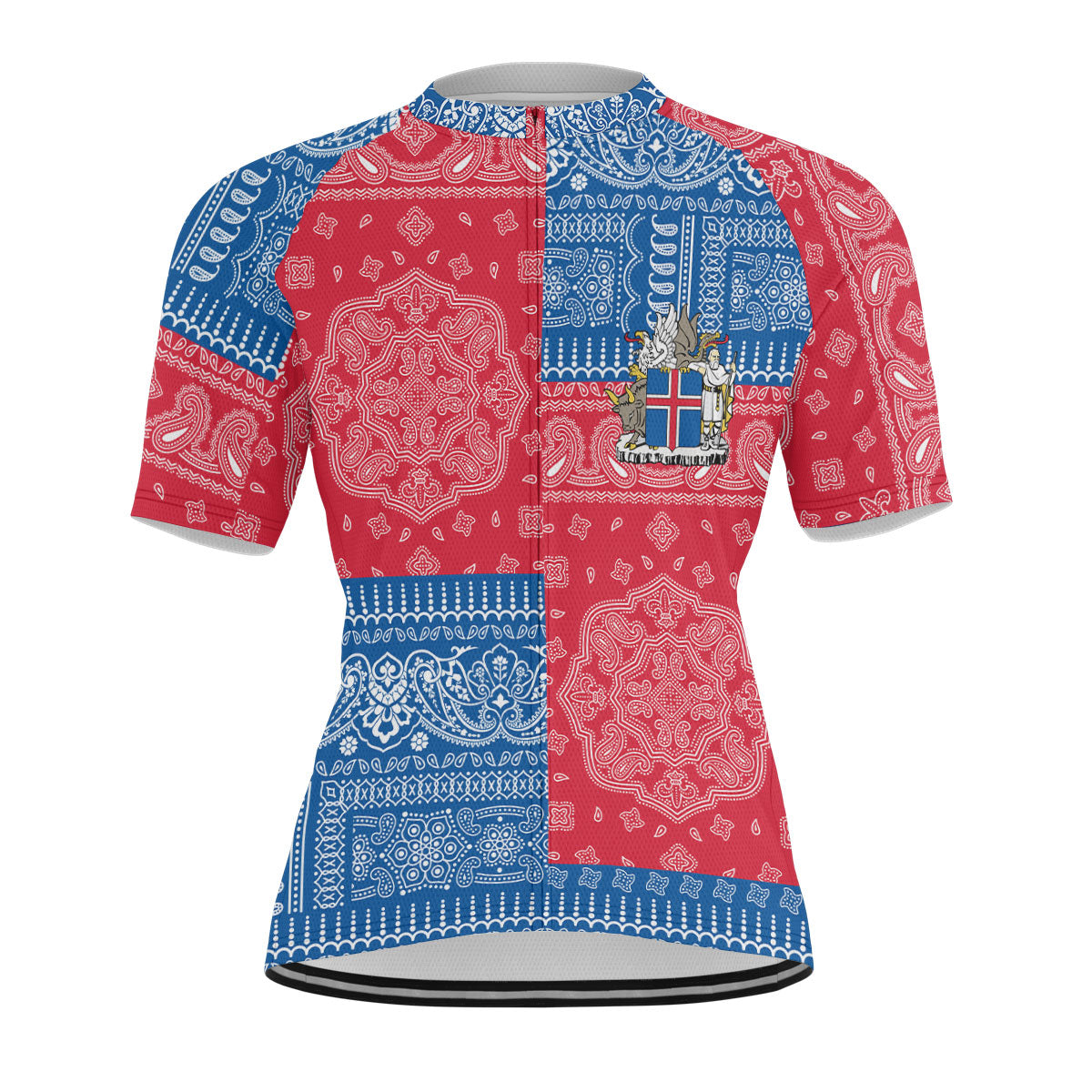 Iceland Men Cycling Jersey Flag And Paisley Basic Style 1