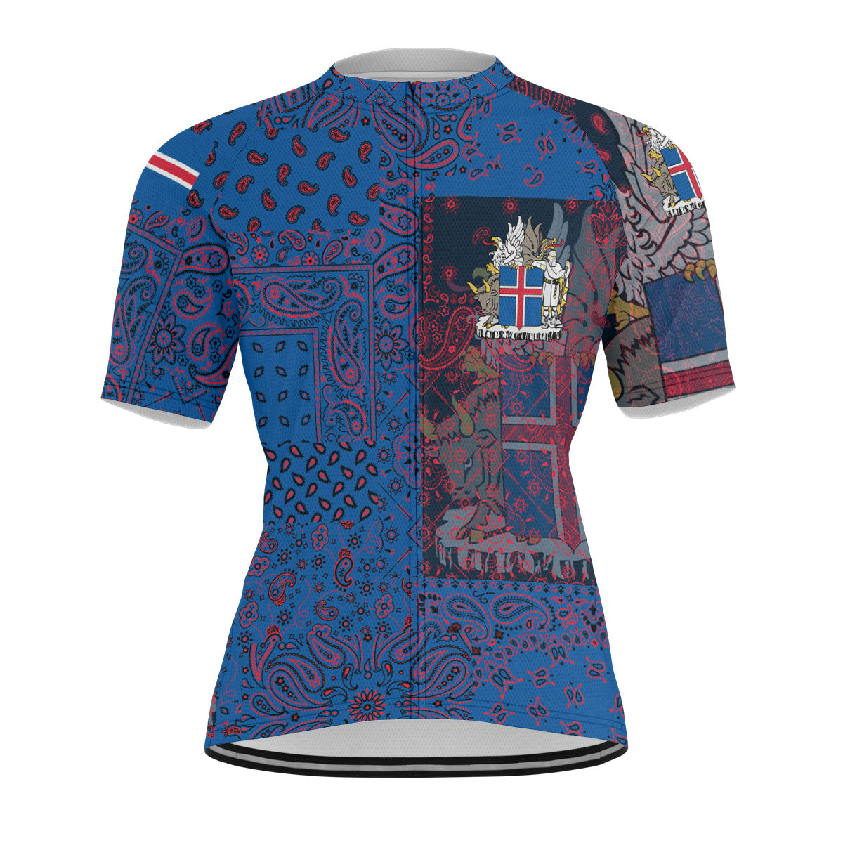 Iceland Men Cycling Jersey Paisley Flag And Skull Style 1