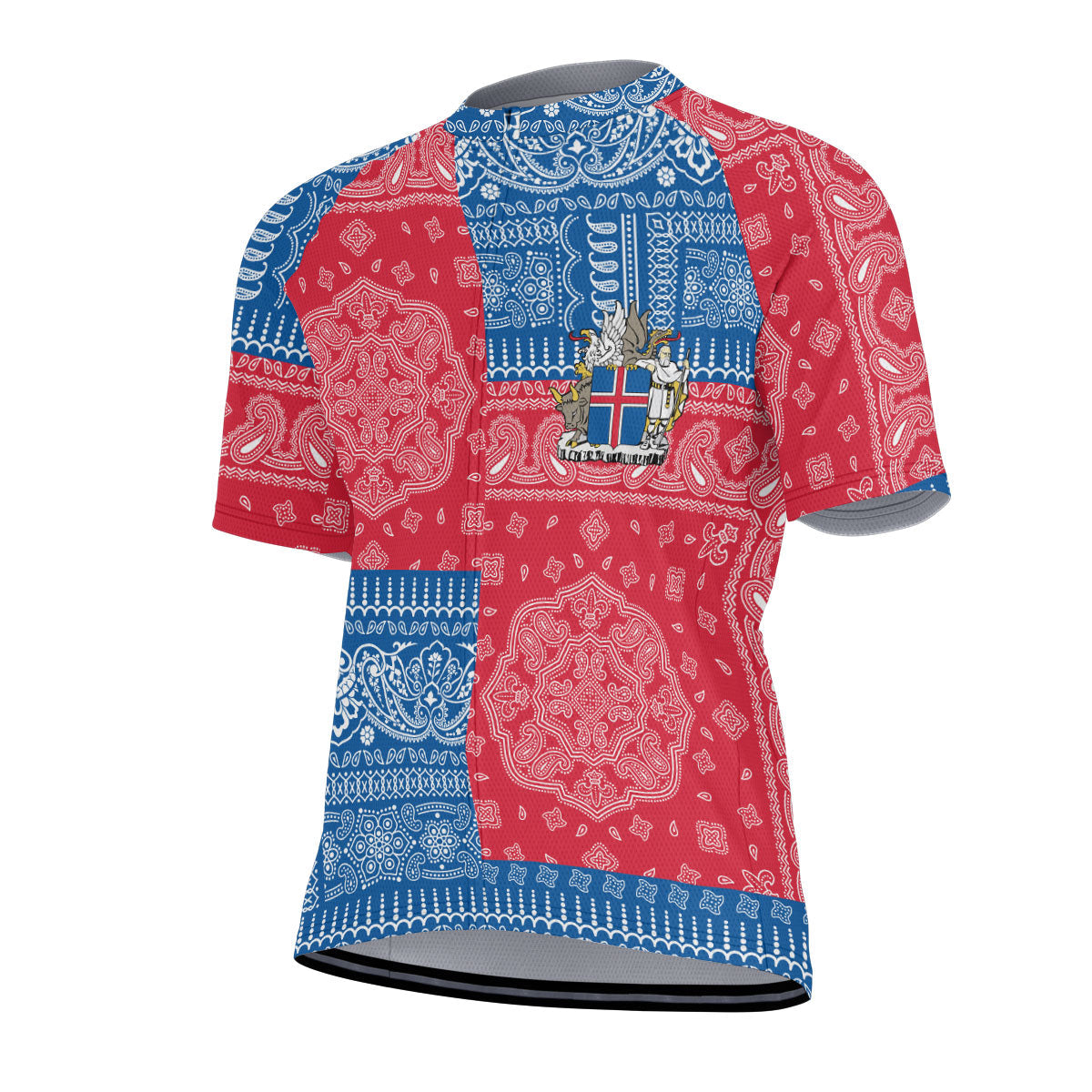 Iceland Men Cycling Jersey Flag And Paisley Basic Style 2