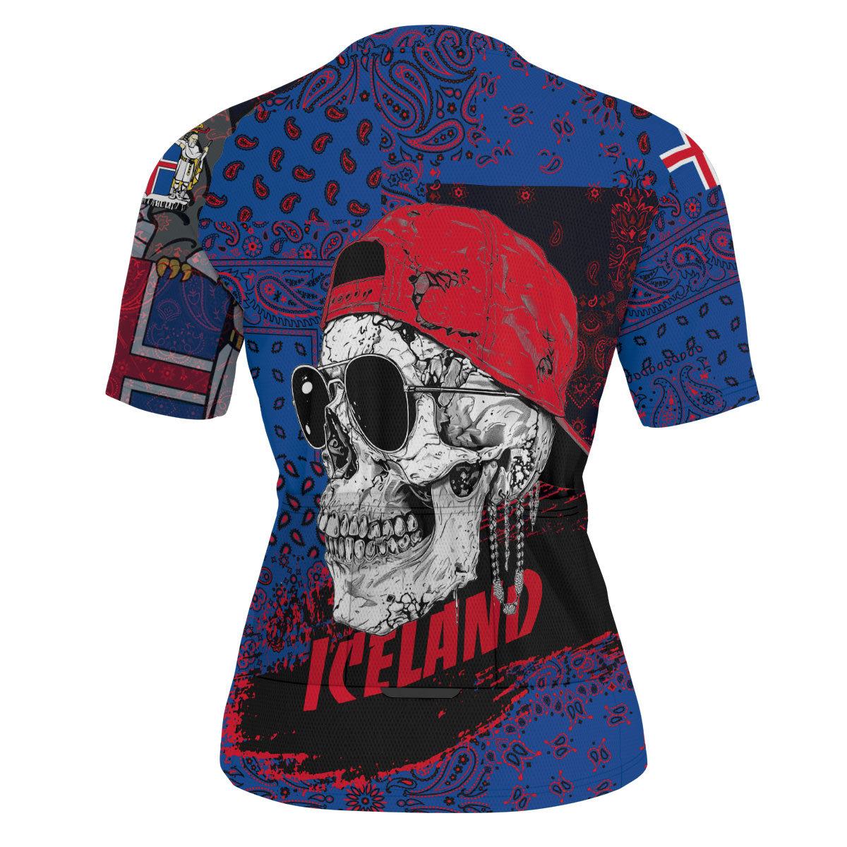 Iceland Men Cycling Jersey Paisley Flag And Skull Style 3