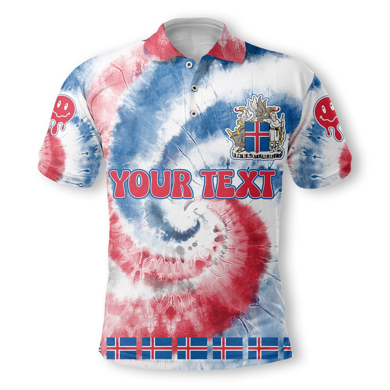 Iceland Polo Shirt Custom Tie Dye Style 2