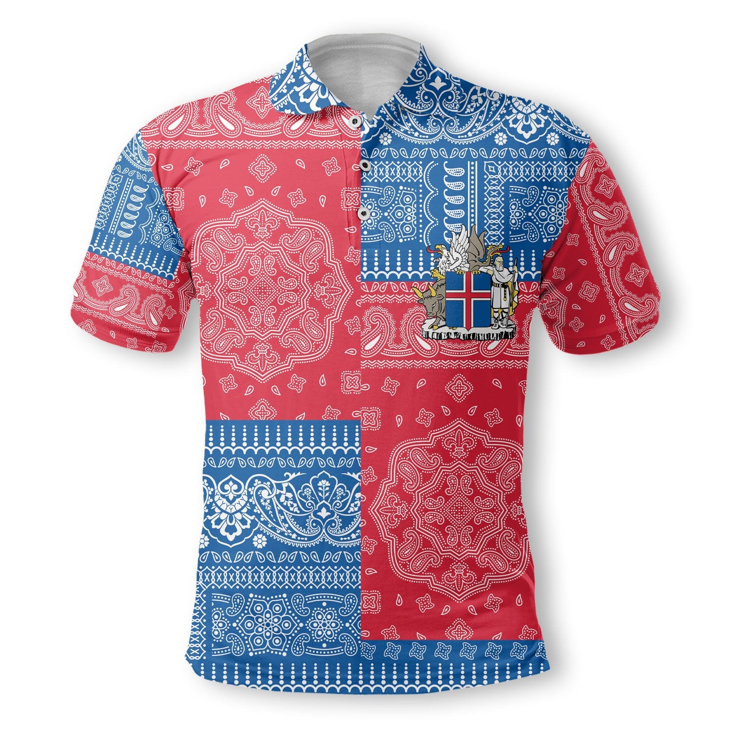 Iceland Polo Shirt Flag And Paisley Basic Style 2