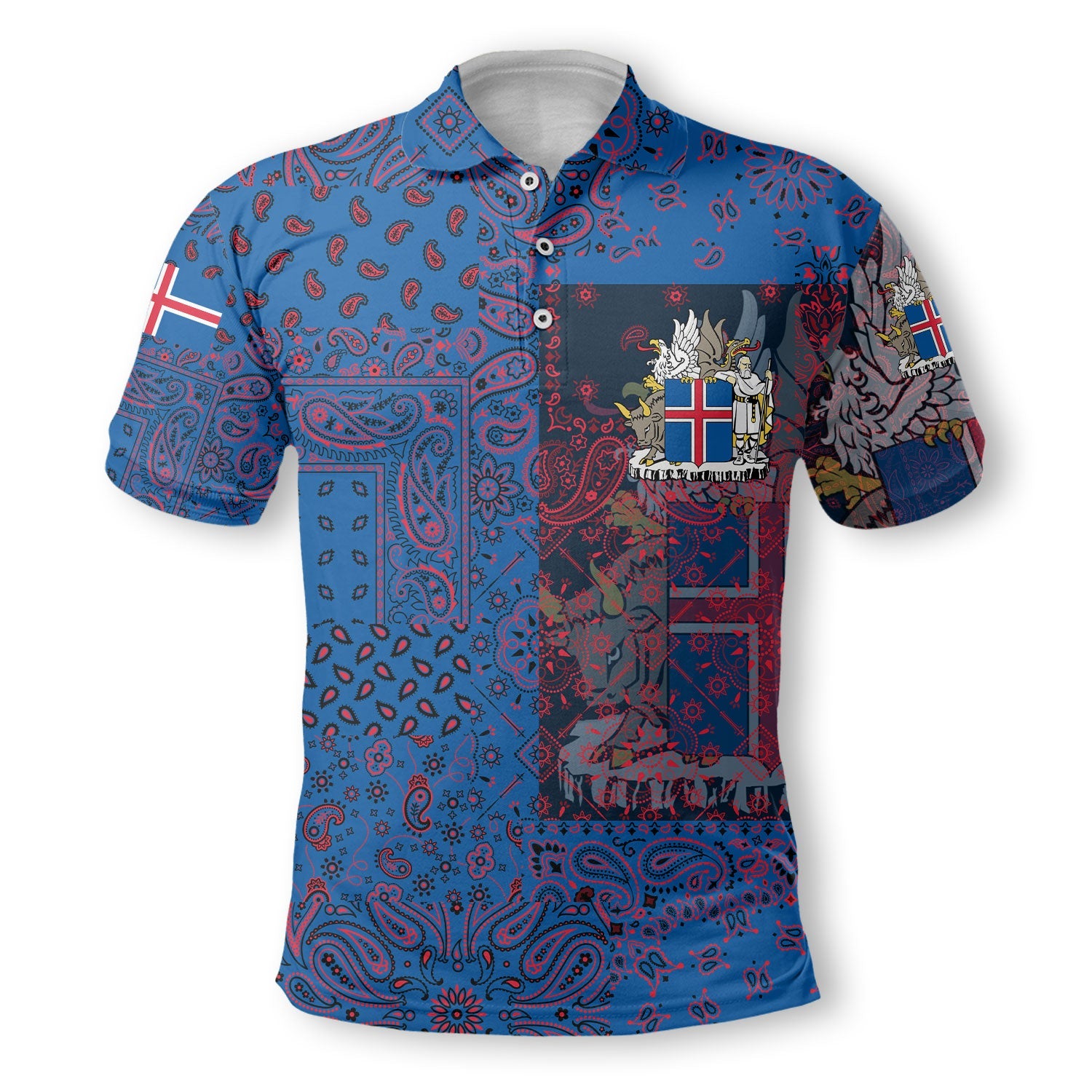 Iceland Polo Shirt Paisley Flag And Skull Style 2