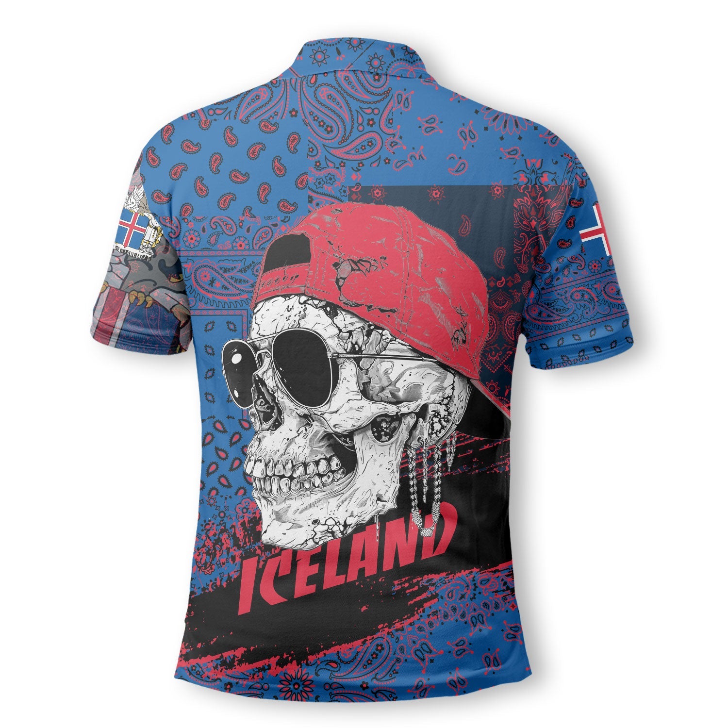 Iceland Polo Shirt Paisley Flag And Skull Style 3