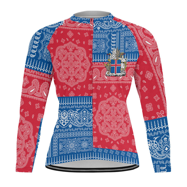 Iceland Raglan Men Cycling Jersey Long Sleeve Flag And Paisley Basic Style 1