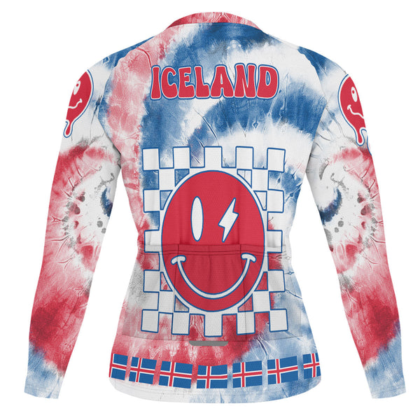 Iceland Raglan Men Cycling Jersey Long Sleeve Custom Tie Dye Style 1