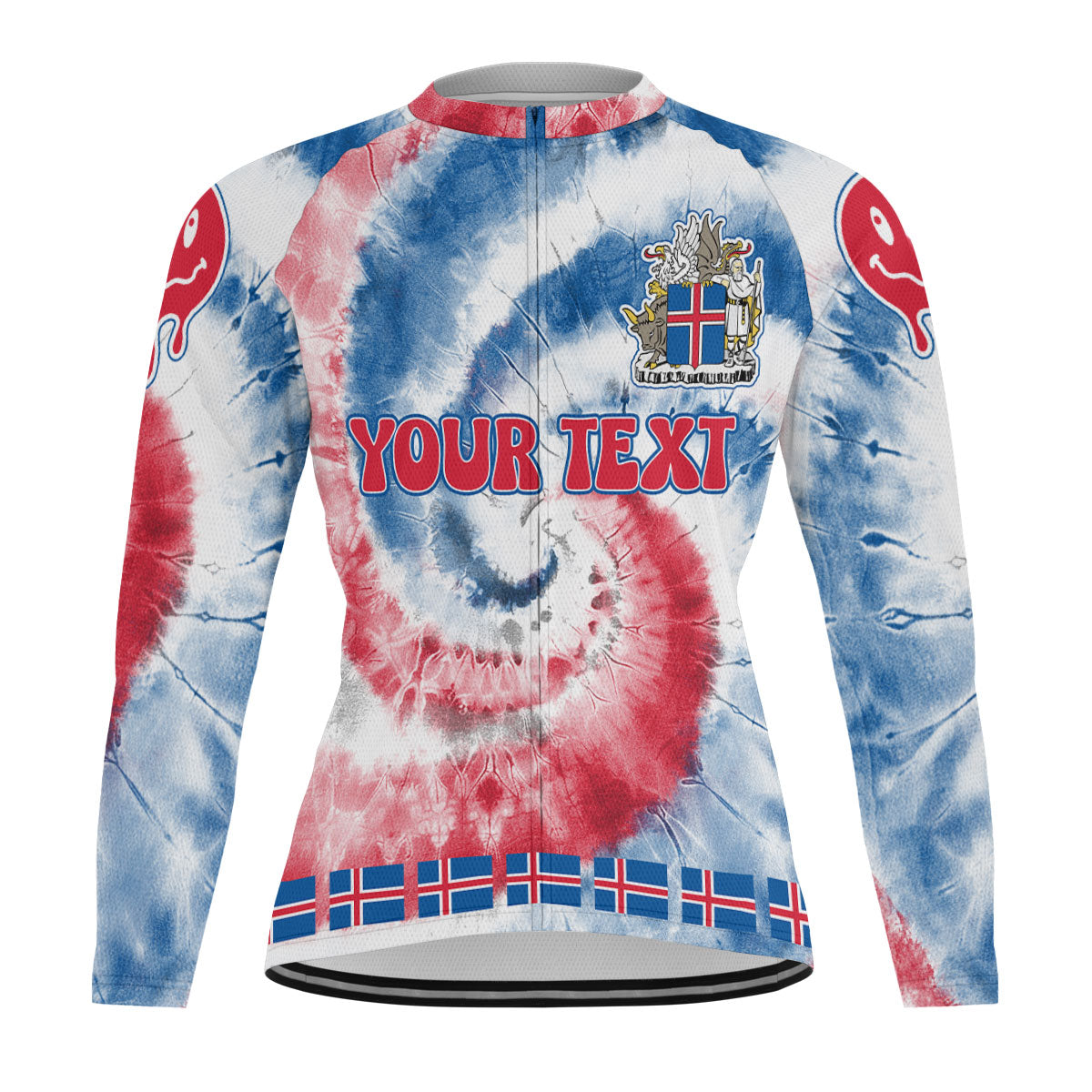 Iceland Raglan Men Cycling Jersey Long Sleeve Custom Tie Dye Style 2