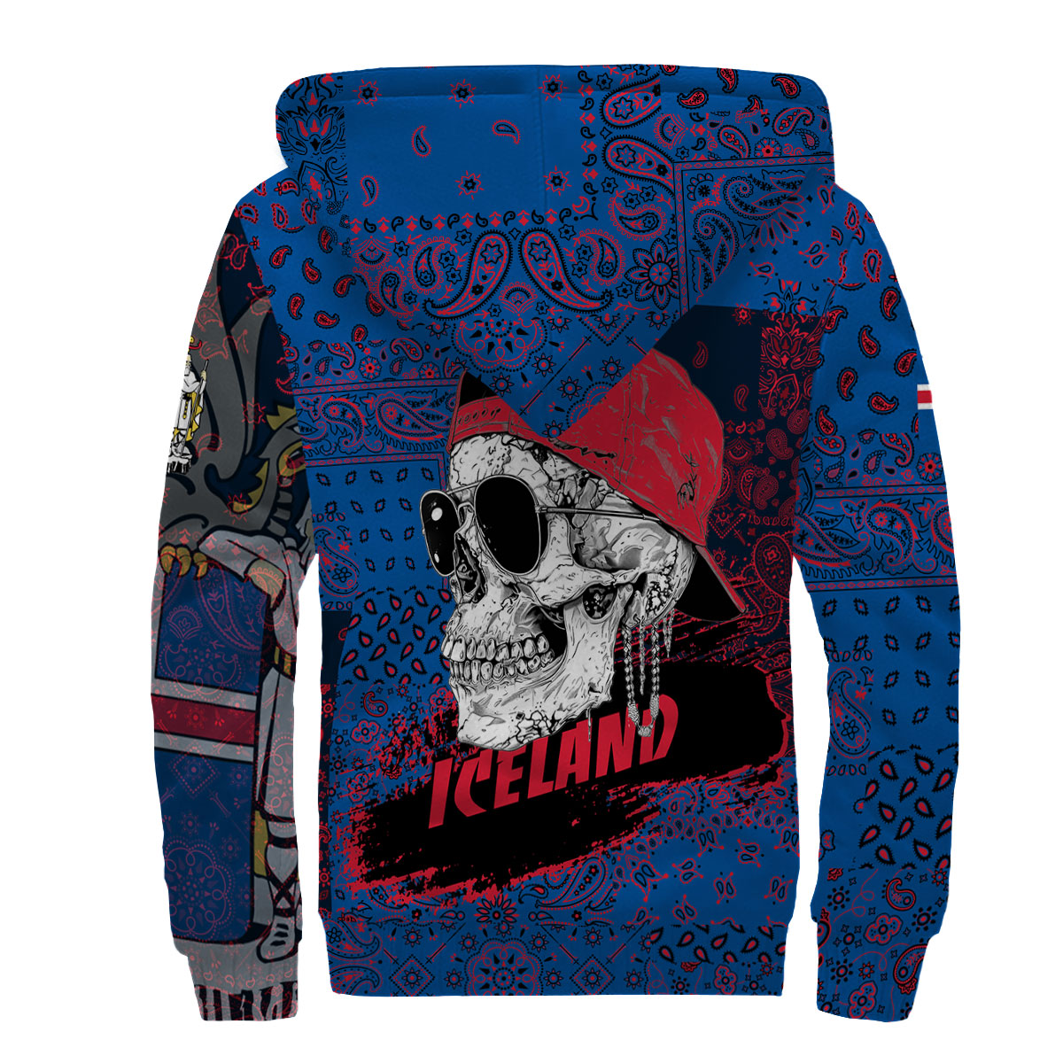 Iceland Sherpa Hoodie Paisley Flag And Skull Style 2