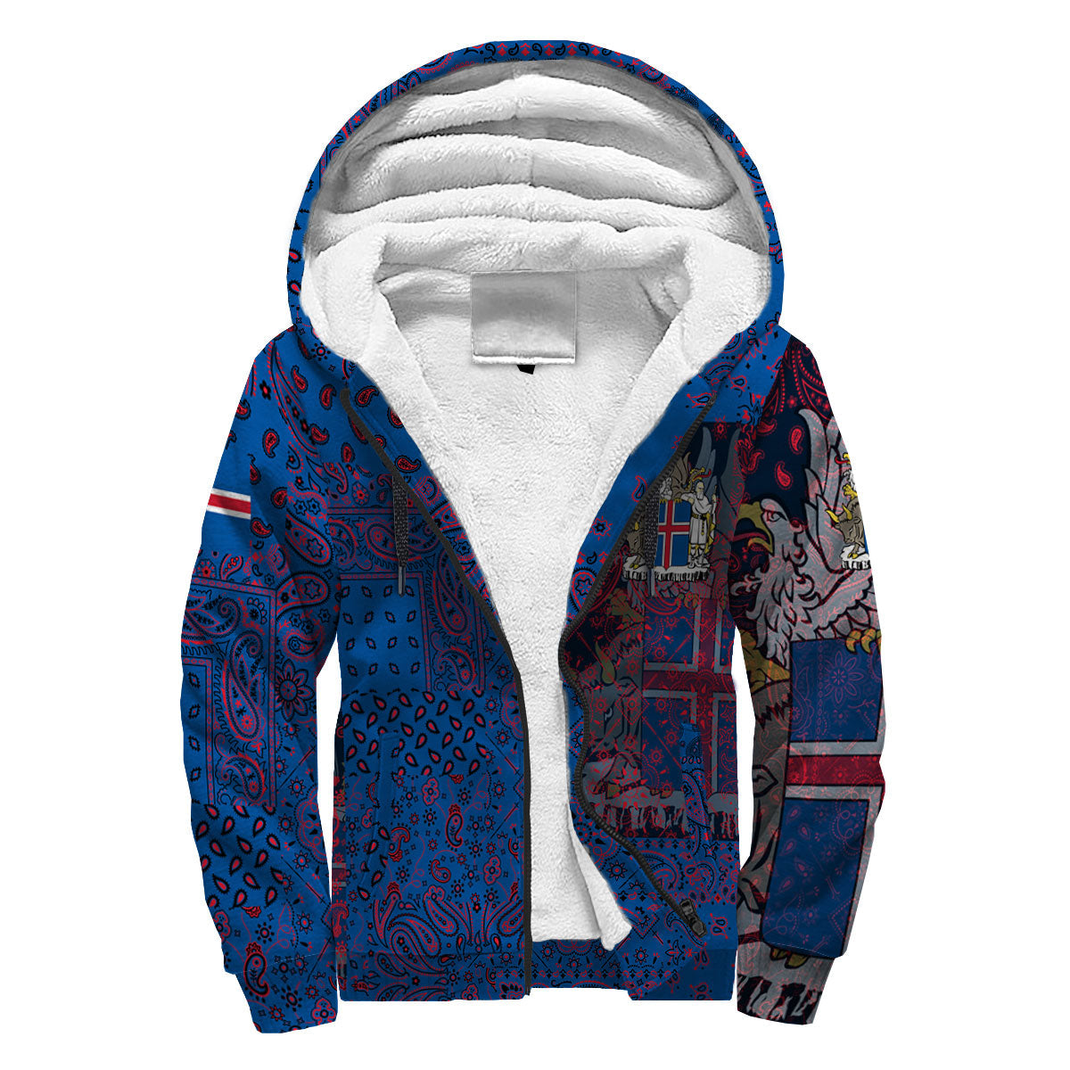 Iceland Sherpa Hoodie Paisley Flag And Skull Style 3