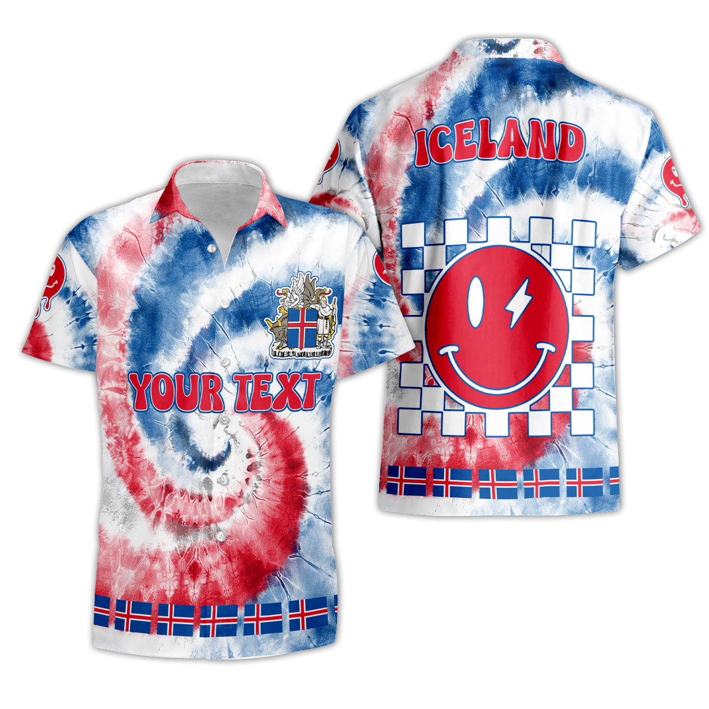 Iceland Short Sleeve Shirt Custom Tie Dye Style 3