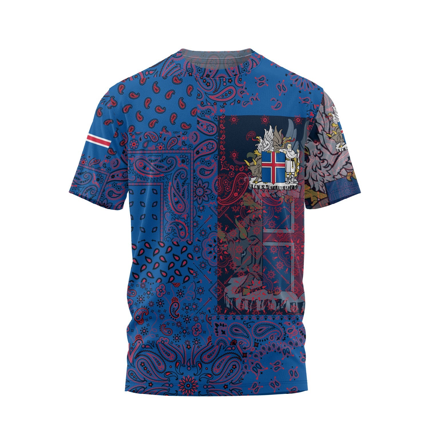 Iceland T Shirt Paisley Flag And Skull Style 1