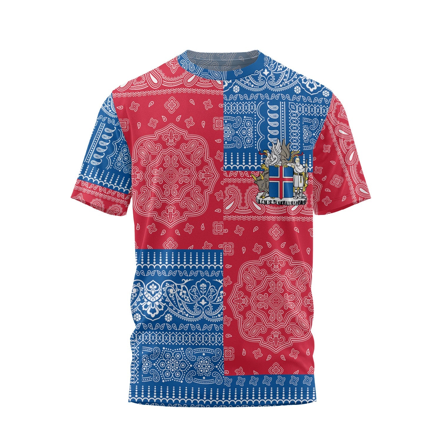 Iceland T Shirt Flag And Paisley Basic Style 2