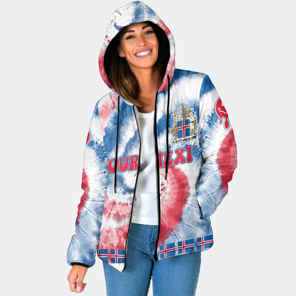 Iceland Women Hooded Padded Jacket Custom Tie Dye Style 1