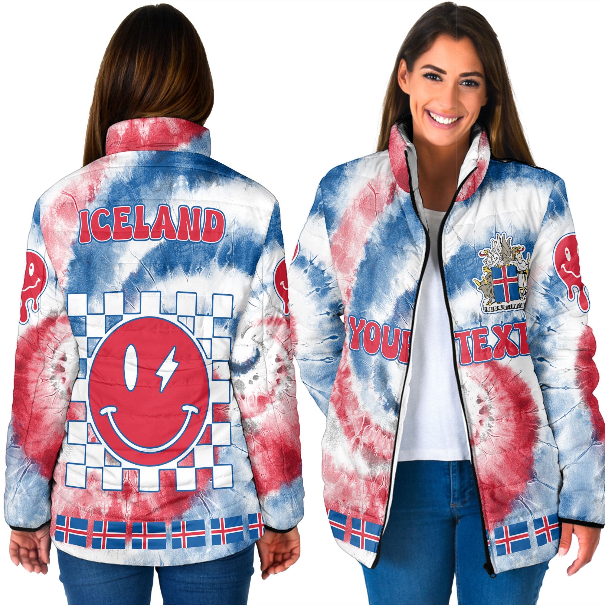 Iceland Women Padded Jacket Custom Tie Dye Style 3